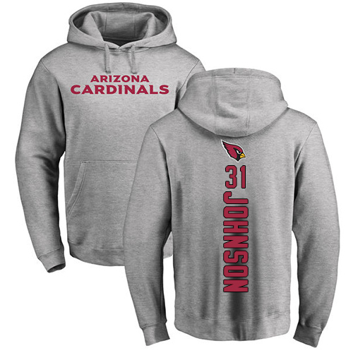 Arizona Cardinals Men Ash David Johnson Backer NFL Football #31 Pullover Hoodie Sweatshirts